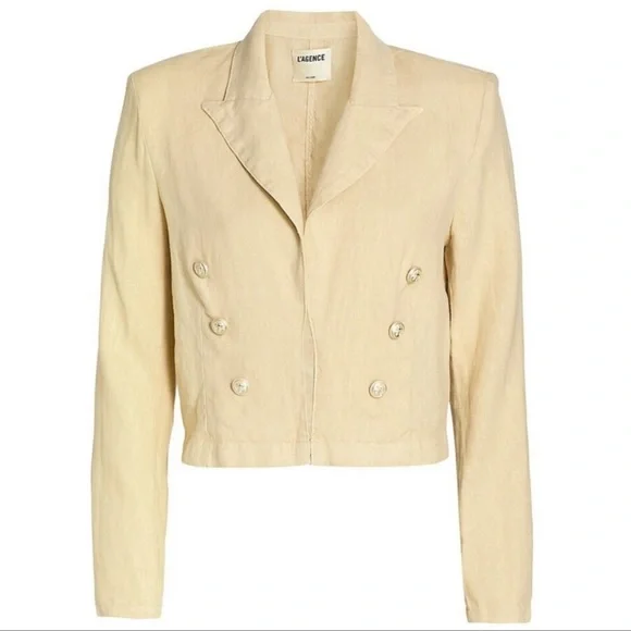 (SOLD) L'AGENCE Dolly Crop Linen Blazer - Picture 3 of 9